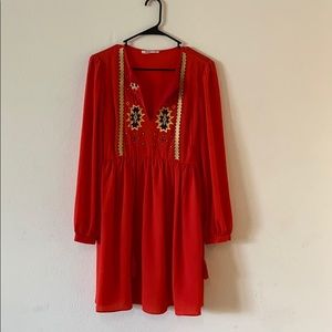 Long Sleeved Embroidered Dress